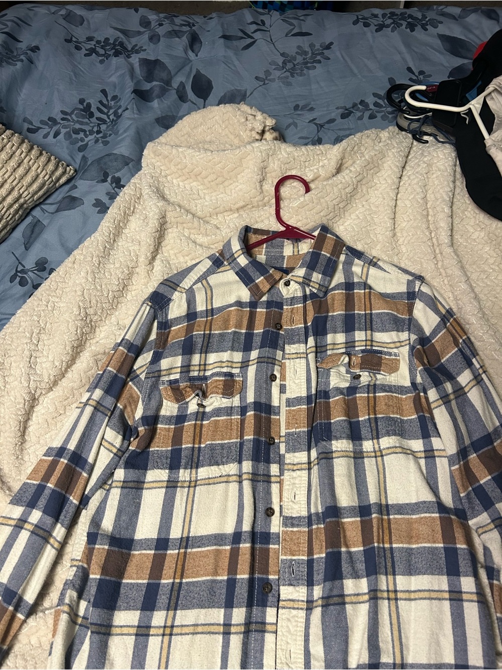 George Plaid Button-Down Shirt in Blue, Cream & Brown